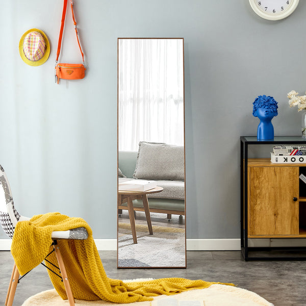 60x17 Brown Solid Wood Frame Full-length Mirror, Dressing Mirror, Bedroom Home Porch