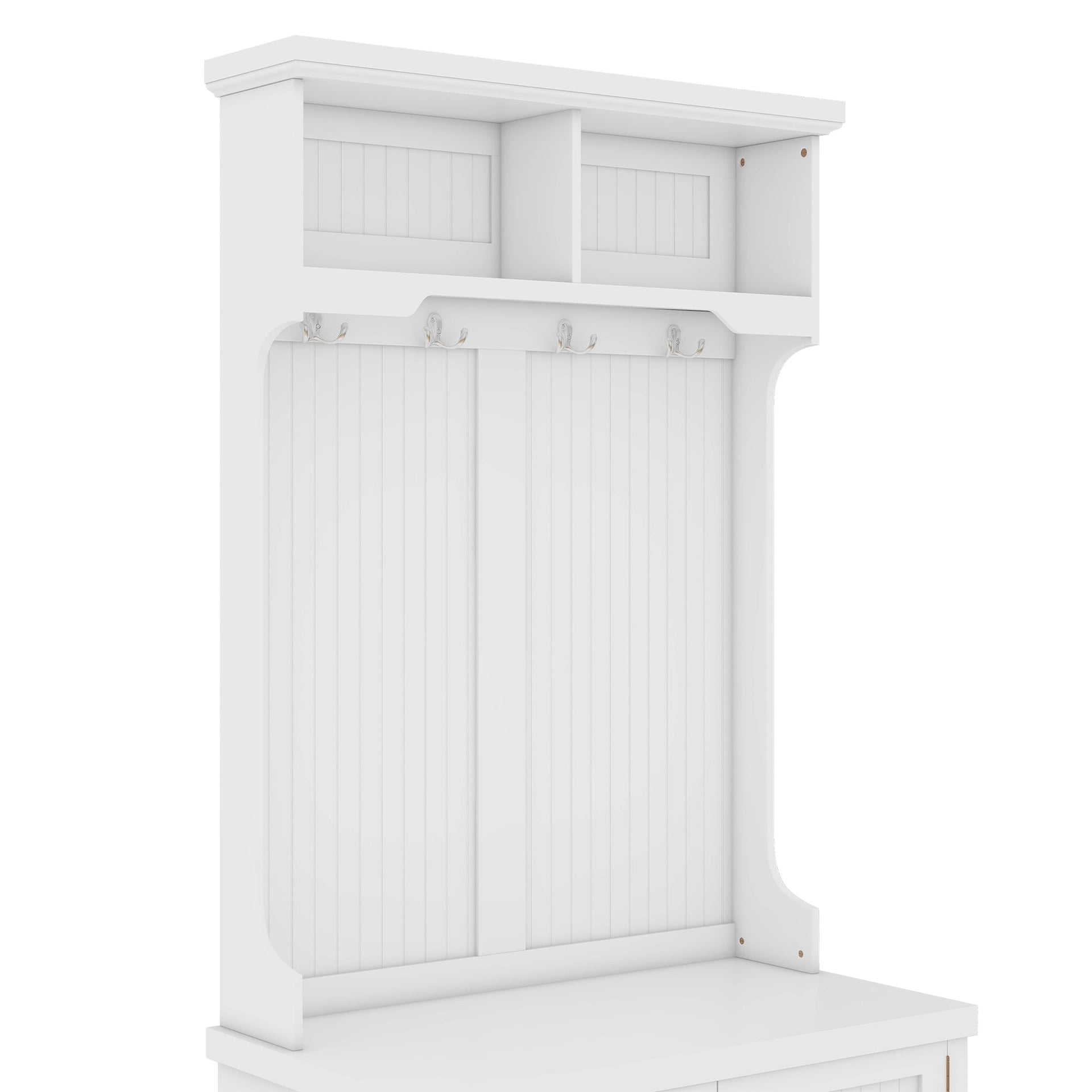 Hall Tree with Storage Shoe Bench for Entryway and Hallway, 4-in-1 Design Coat Racks with 4 Hooks for Living Room, White