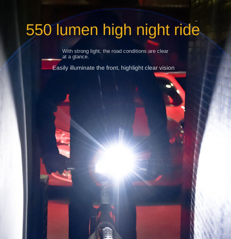 Bicycle headlights, mountain road bike headlights, outdoor night riding ABS waterproof high brightness Type-C charging riding eq