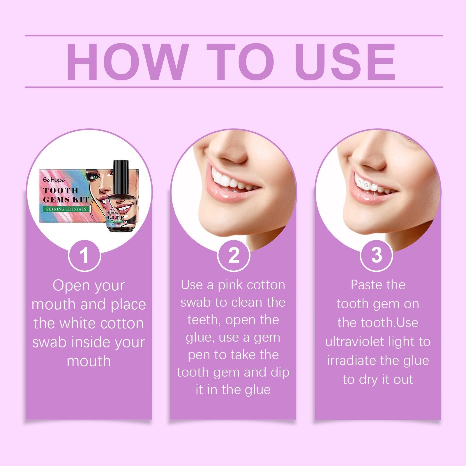 Dental Beauty Set Fashion Beauty Decorative Diamond Combination Personality Sparkle Light Up Smile Style