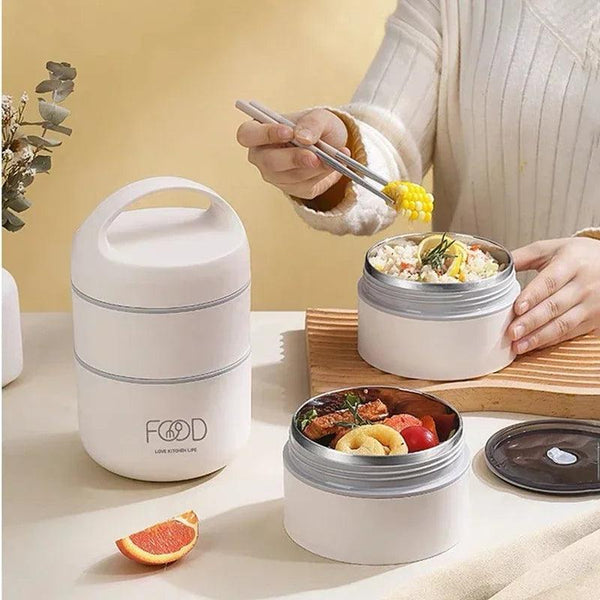 1240ML/1590ML Large Capacity Stainless Steel 304 Lunch Box Leak-Proof Multi layer Thermal Bento Box Adult Student Food Container