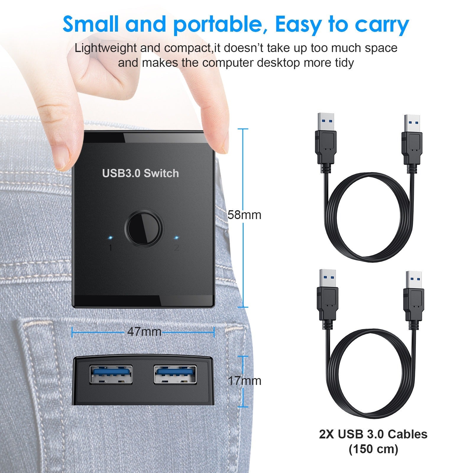 USB 3.0 Bidirectional Switcher Private Mode 2-in-1/1-in-2-in-1/2-in-1 Printer Sharer Distributor
