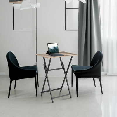 Rustic Brown and Black Single Dinning folding tray, TV Dinner Folding Tray, Industrial Side Table for Eating at Couch, Foldable