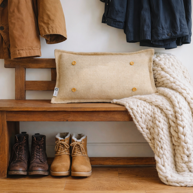 PILLOW ONLY (with fluffy insert): Country Idaho Potato Sack Burlap: RECTANGLE BURLAP PILLOW (with insert)