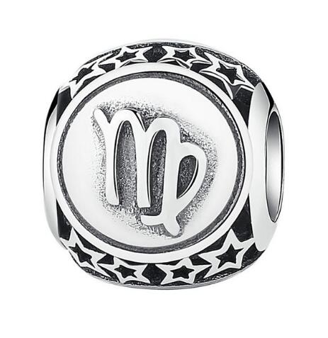 BAMOER 925 Sterling Silver Aquarius Star Sign Zodiac Beads Charms fit Bracelets PSC048