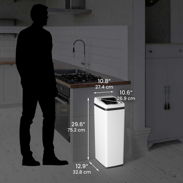 14 Gallon Sliding Lid Self-Contained Electric-Motor Sensor Kitchen Trash Can and 2.5 Gallon Sensor Bathroom Trash Can Combo Pack with AbsorbX