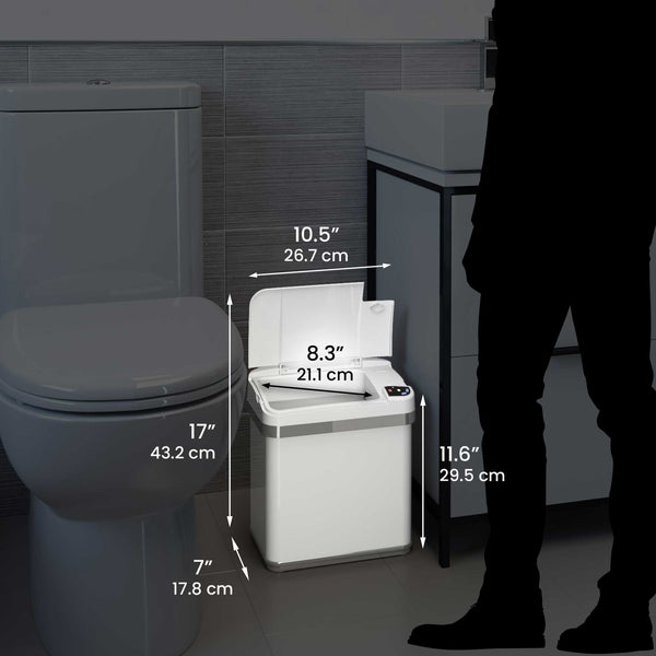 14 Gallon Sliding Lid Self-Contained Electric-Motor Sensor Kitchen Trash Can and 2.5 Gallon Sensor Bathroom Trash Can Combo Pack with AbsorbX