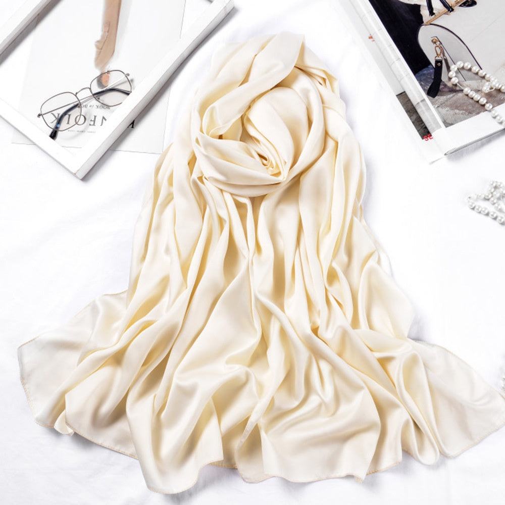 Malaysia bawal 110*110cm Large Square Scarf Single Color Matte Satin Silk Scarf Women's Headscarf Shawl
