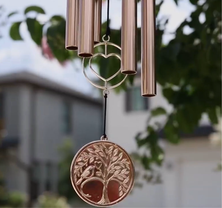 Memorial Wind Chime – Whispering Hearts™ Collection – Platinum Rose Personalized 30”