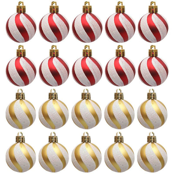 Christmas Ball Decoration Red and White Threaded Christmas Tree Hanging Decoration Hand drawn Christmas Ball Plastic
