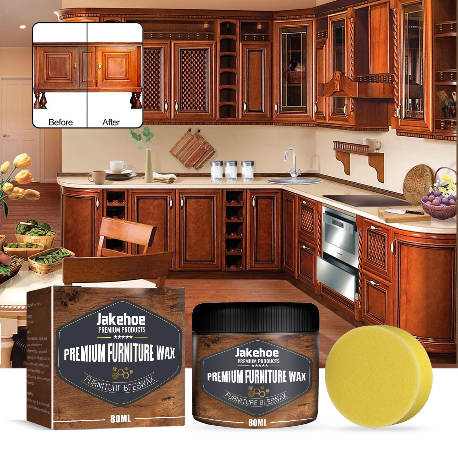 Beeswax, Wood Floor Mahogany Furniture Scratches Cleaning Care Polishing Brightening Maintenance Care Wax