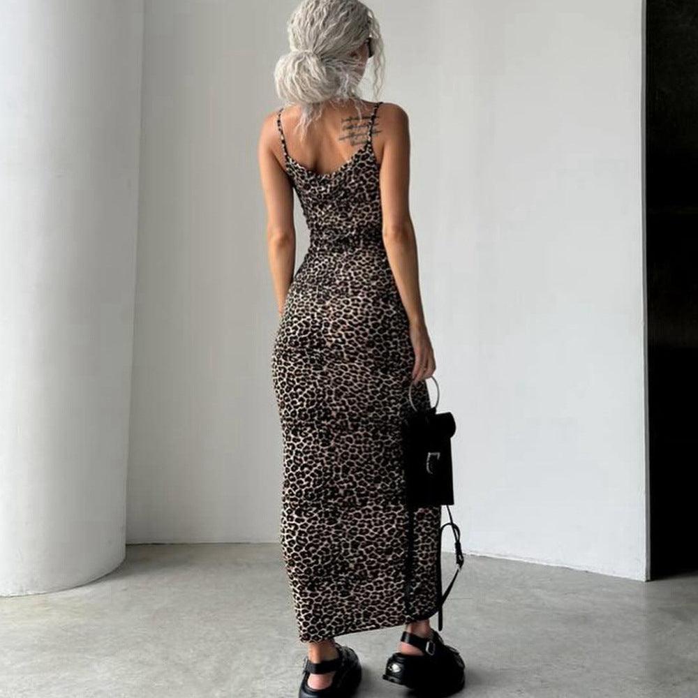 Strap top dress with waist bag and buttocks backless and slimming dress