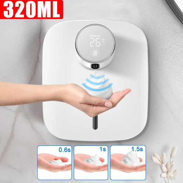 Wall-mounted Automatic Soap Dispenser Multifunctional Infrared Sensor LED Digital Display Touchless Foam USB Rechargeable