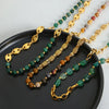 Agate bead chain design with titanium steel gold-plated necklace