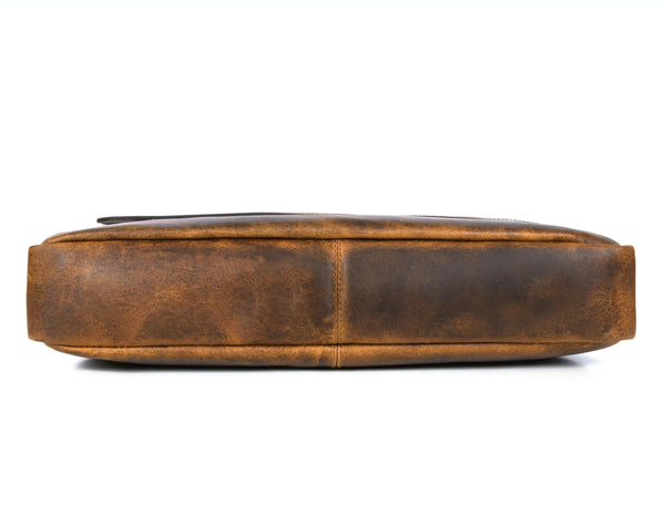 Leather Messenger Bag Stressed Light - Brown - Gifts for You 'n Me