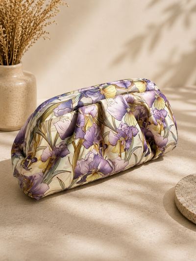 The Garden Ruche in Lavender — Hand-Beaded Luxury Clutch Bag