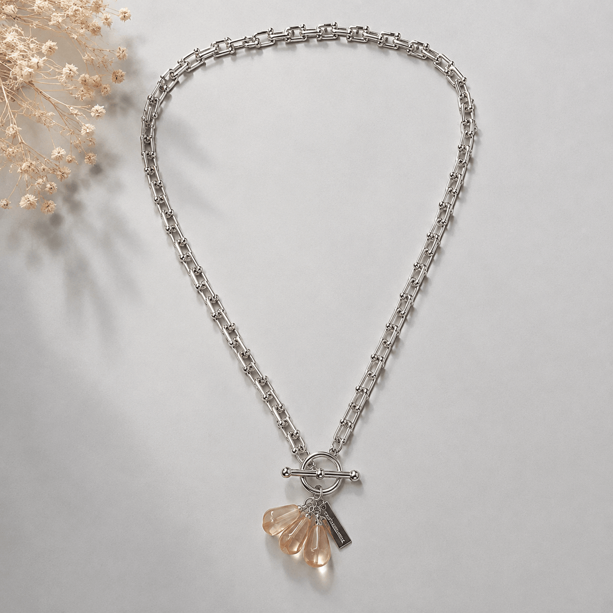 Pomegranate Seeds Necklace in Silver Chain