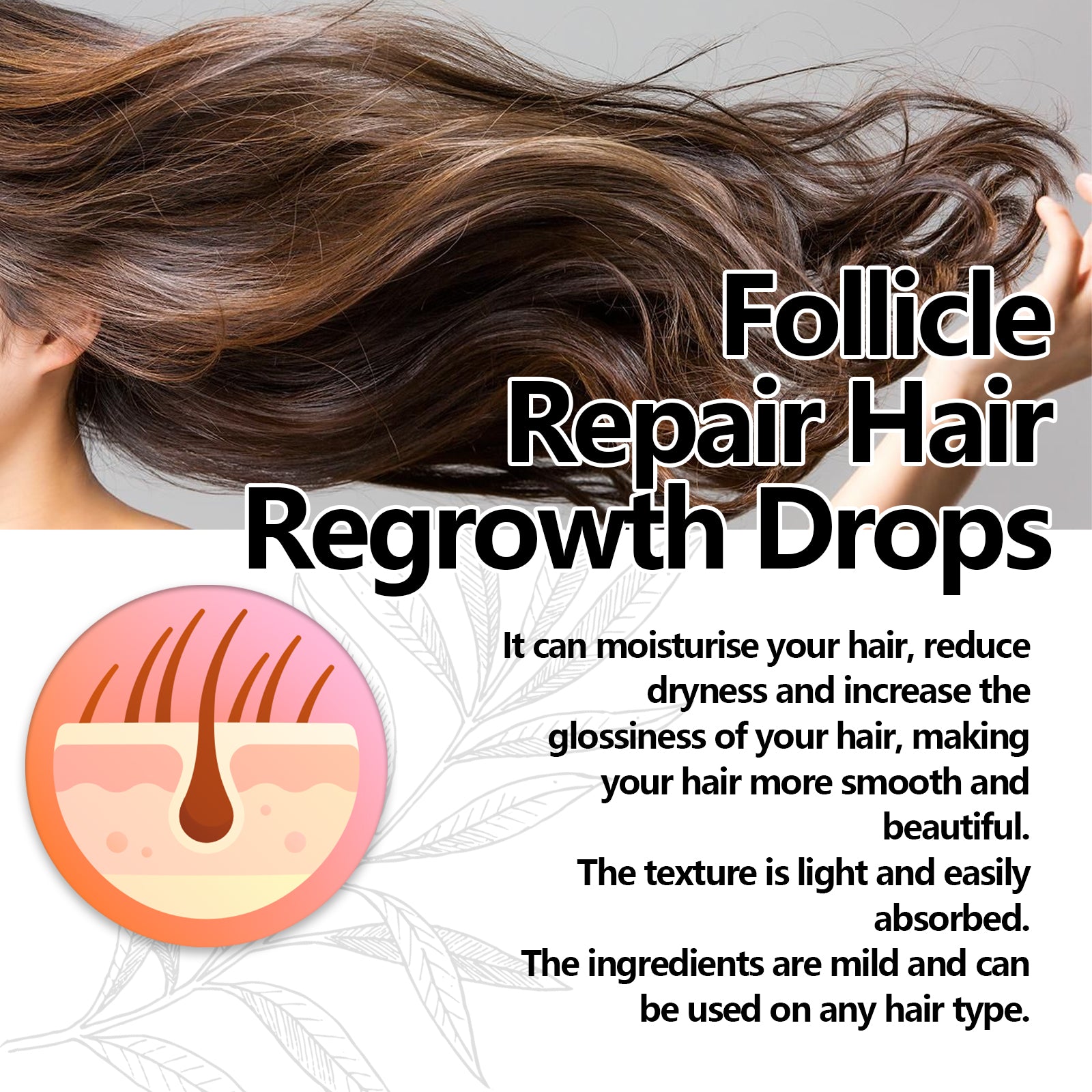 Follicle Repair Hair Regrowth Drops, Hair Protection Strong And Solid Hair Thickening Scalp Nourishing Massage Lotion