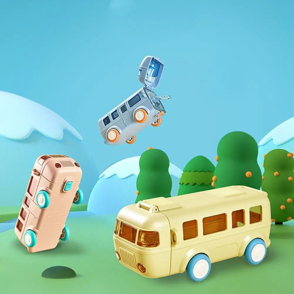 500ml Bus Car Children's Straw Water Cup Tritan Cute Plastic Cup Portable Outdoor Bouncing Lid Cup