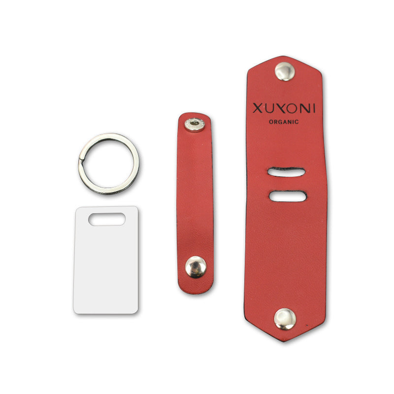 Blank heat transfer leather detachable keychain laser multifunctional DIY leather keychain leather overprint photo