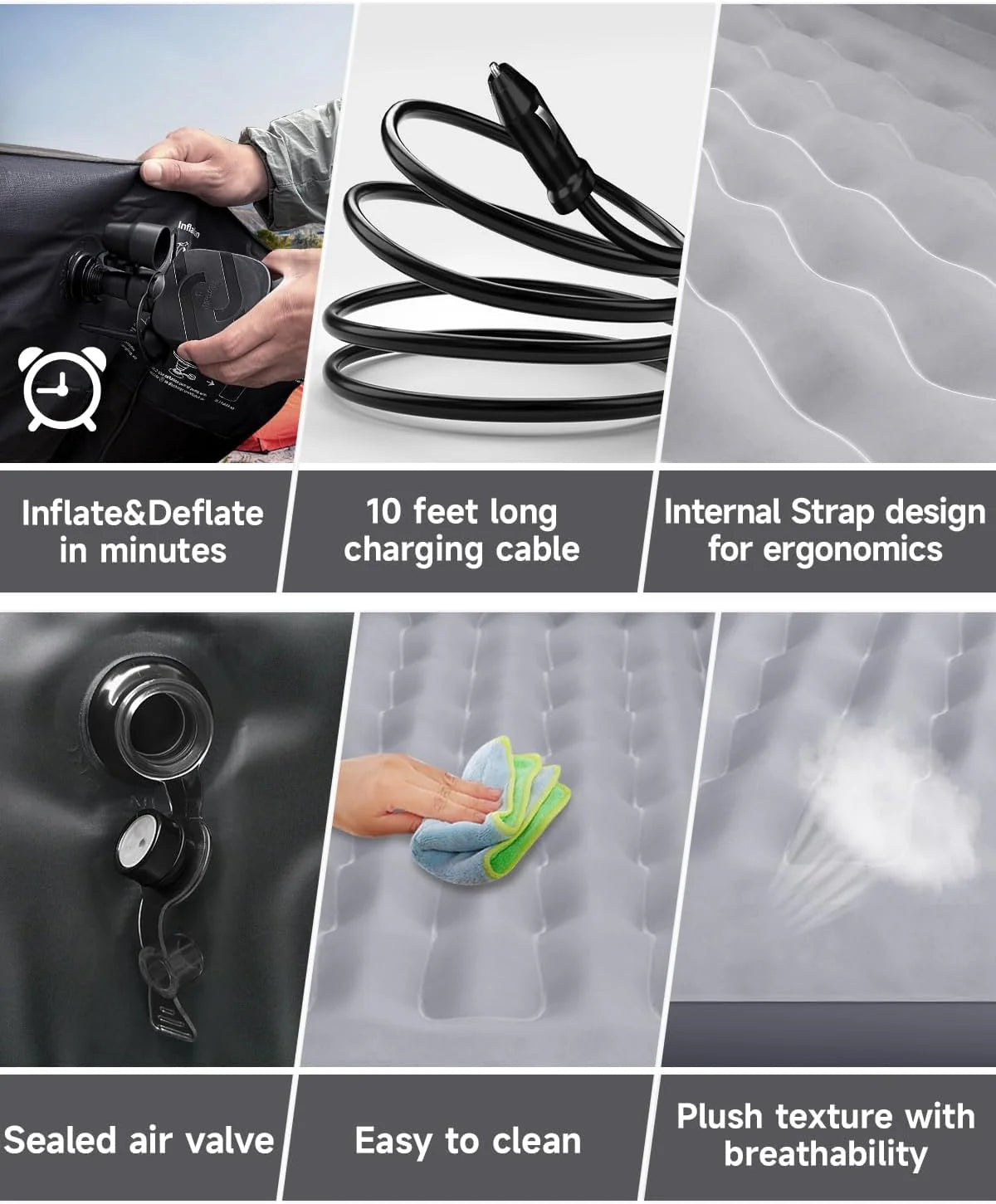 Umbrauto 29.53in/75cm Wide Car Air Mattress – Inflatable SUV, Truck & Van Back Seat Camping Bed with Pump & Pillows, Gray