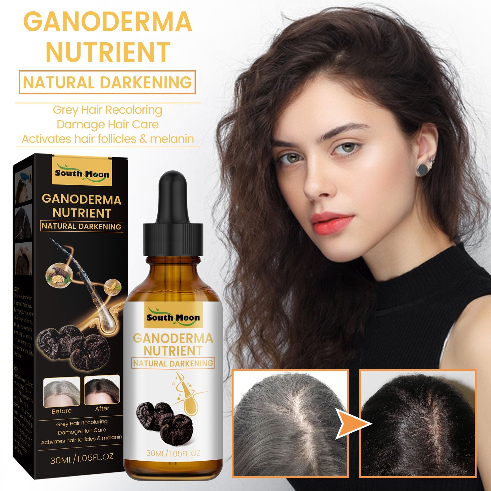 Black Ganoderma Lucidum White Black Black Hair Nourishing Hair Nourishing Hair Moisturizing Hair Repair Massage Essence