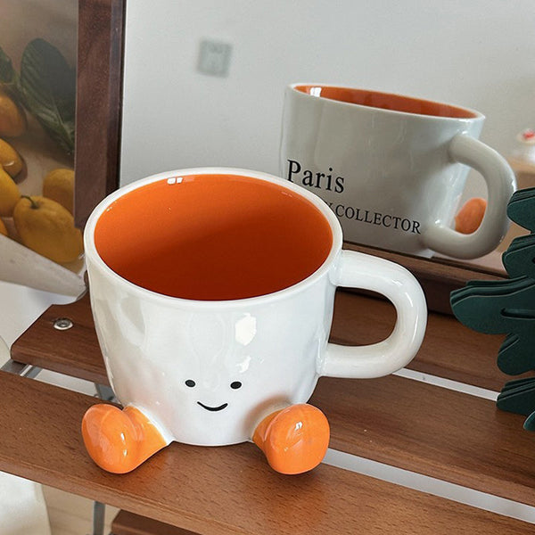 Kawaii hand - pinch feet ceramic coffee cup. High - aesthetic, great for home/dorm. Ideal gift, doubles as mark cup.
