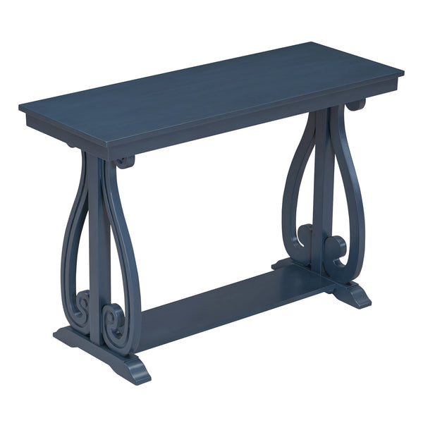 48-Inch Rustic Vintage Console Table --- Farmhouse Style Entryway Table with Open Shelf and Sturdy Construction (Navy)