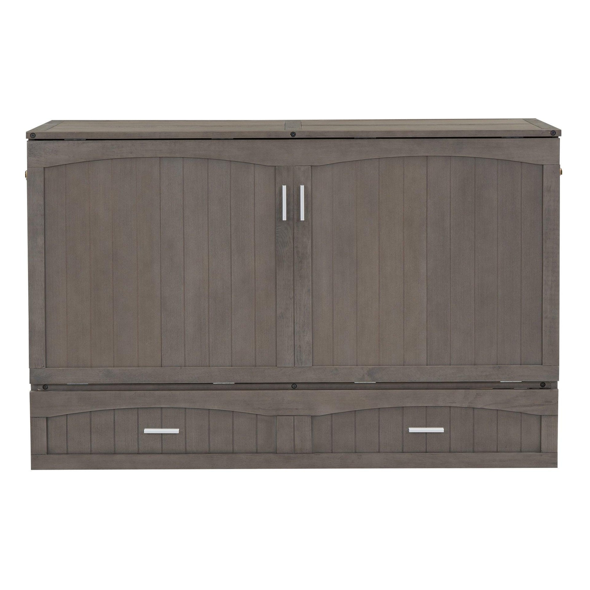 Queen Size Murphy Bed with Built-In Charging Station  Antique Grey