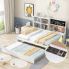 Full Size Daybed with Storage Shelves, Blackboard, Cork board, USB Ports and Twin Size Trundle  White