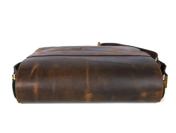 Leather Messenger Bag Stressed Light - Brown - Gifts for You 'n Me