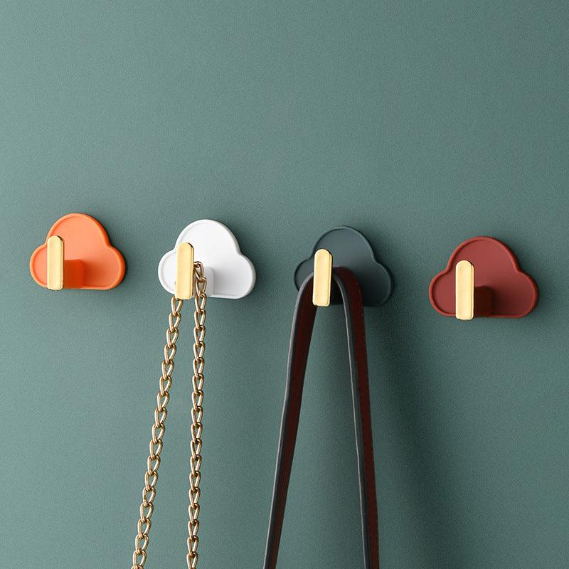 Light Luxury Paste Cloud Sticky Hook Strong Viscose Punch-Free Hook Wall Hanging Traceless Hook Key Hook 4pcs