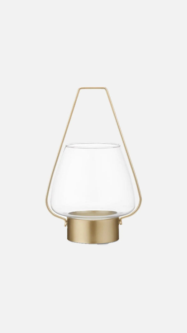 Iron and Glass Drop Lantern - Gold