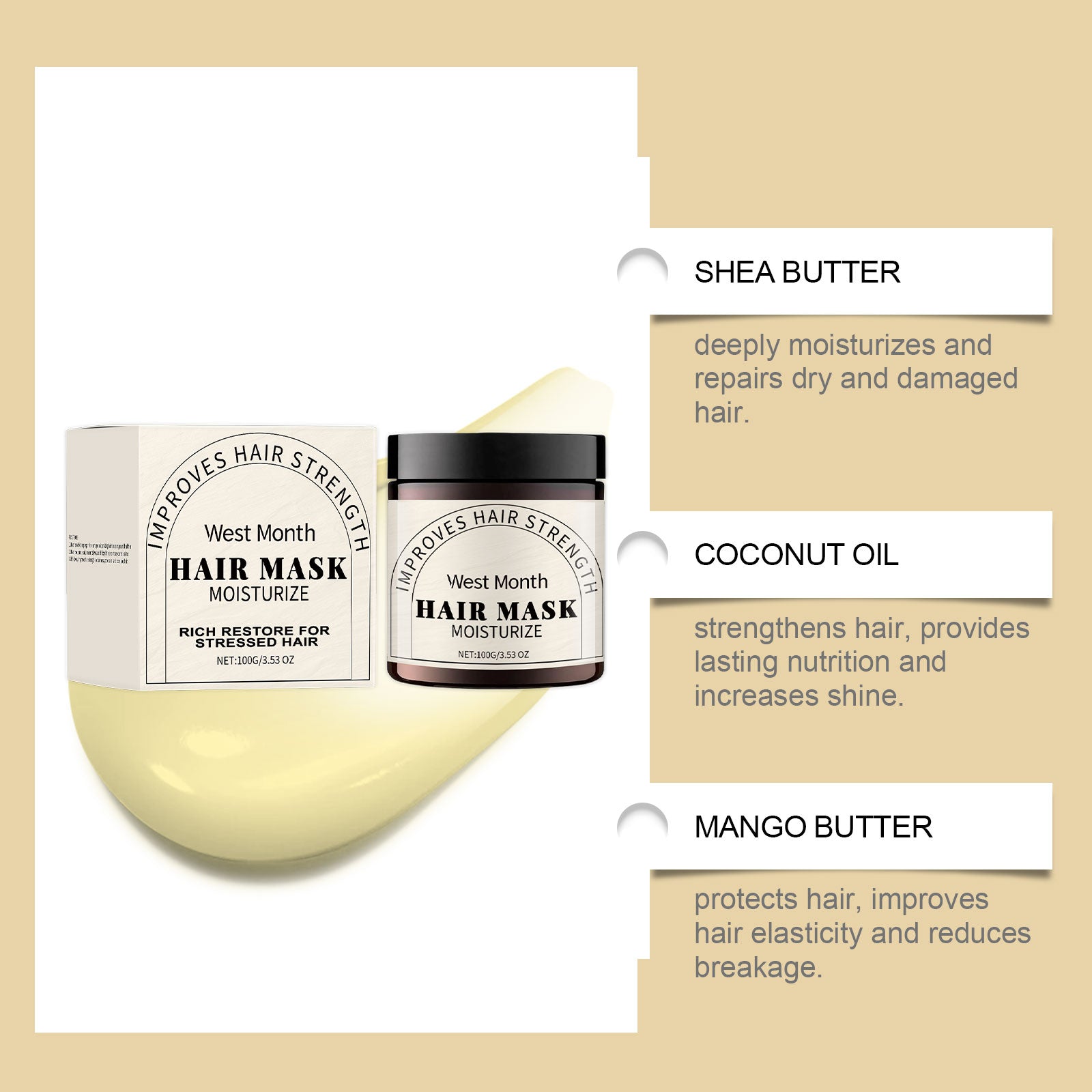 Repair Moisturizing Hair Mask, Moisturizing, Nourishing And Repairing Dry Hair, Smooth, Soft And Glossy Hair Mask