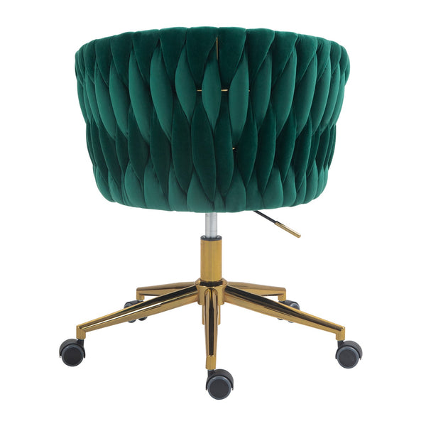 Modern design with wheels and a hand woven dressing chair with adjustable 360 ° rotation height (green)