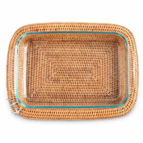 Anchor Hand Woven Wicker Rattan 3qt Rectangular Casserole Holder