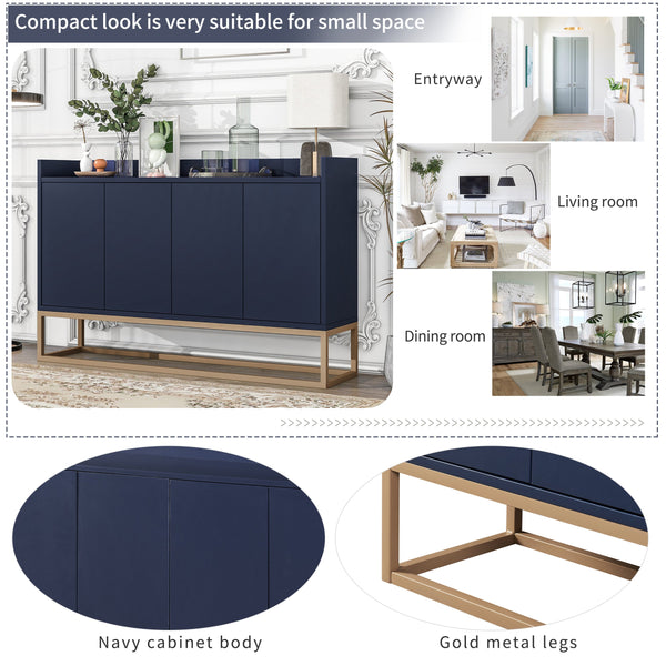 TREXM Modern Sideboard Elegant Buffet Cabinet with Large Storage Space for Dining Room, Entryway (Navy) V.I.P Digital Presence