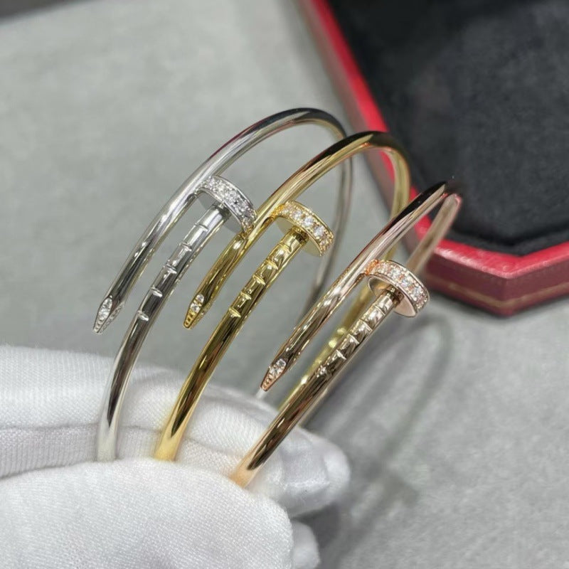 Precision Thick Plating Head and Tail Diamond Fashion Three-Circle Full Diamond Couple Bracelet