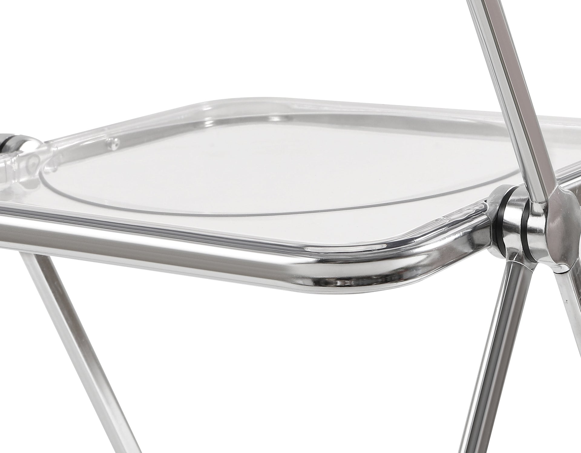 Transparent chair, stackable folding chair, PC plastic living room chair, chrome frame foldable acrylic chair, O-Clear