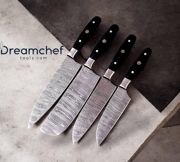 Best Damascus Knife Set – 13” Handmade Chef Knife with Resin Handle & Leather Sheath