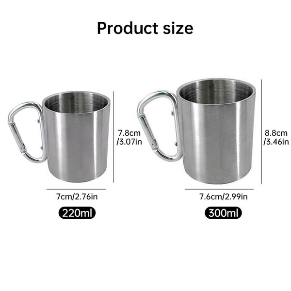 Outdoor mountaineering button, water cup, trip, camping, portable button, 201 stainless steel material