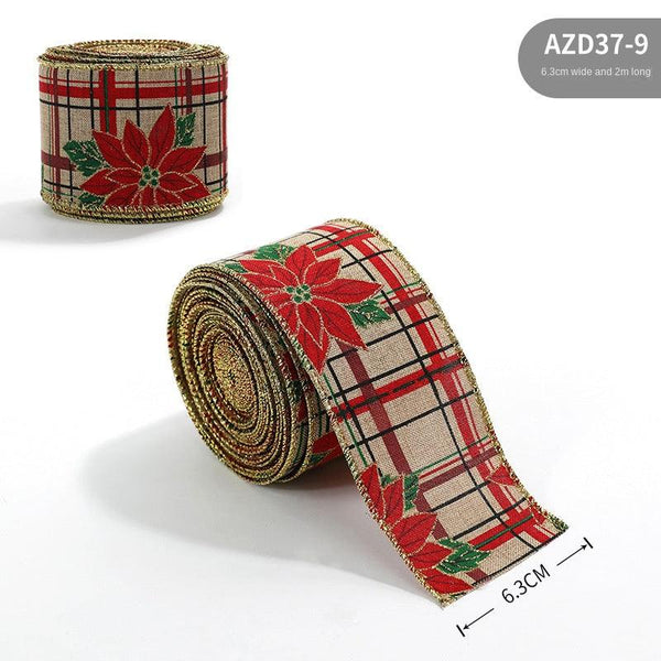 Christmas ribbon imitation linen ribbon decoration bow accessories snowflake Christmas ribbon in stock