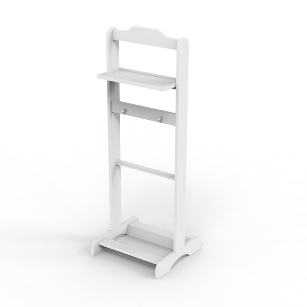 Accent Portable Garment Rack,Clothes Valet Stand with Storage Organizer,White Finish