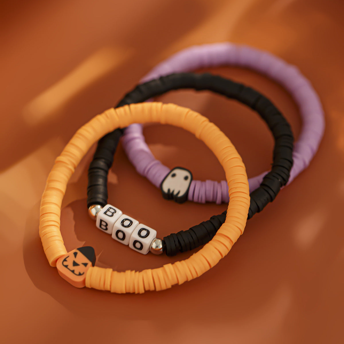Halloween Soft Ceramic Elastic Bracelet Set Dark Wind Pumpkin Head Letter Bracelet