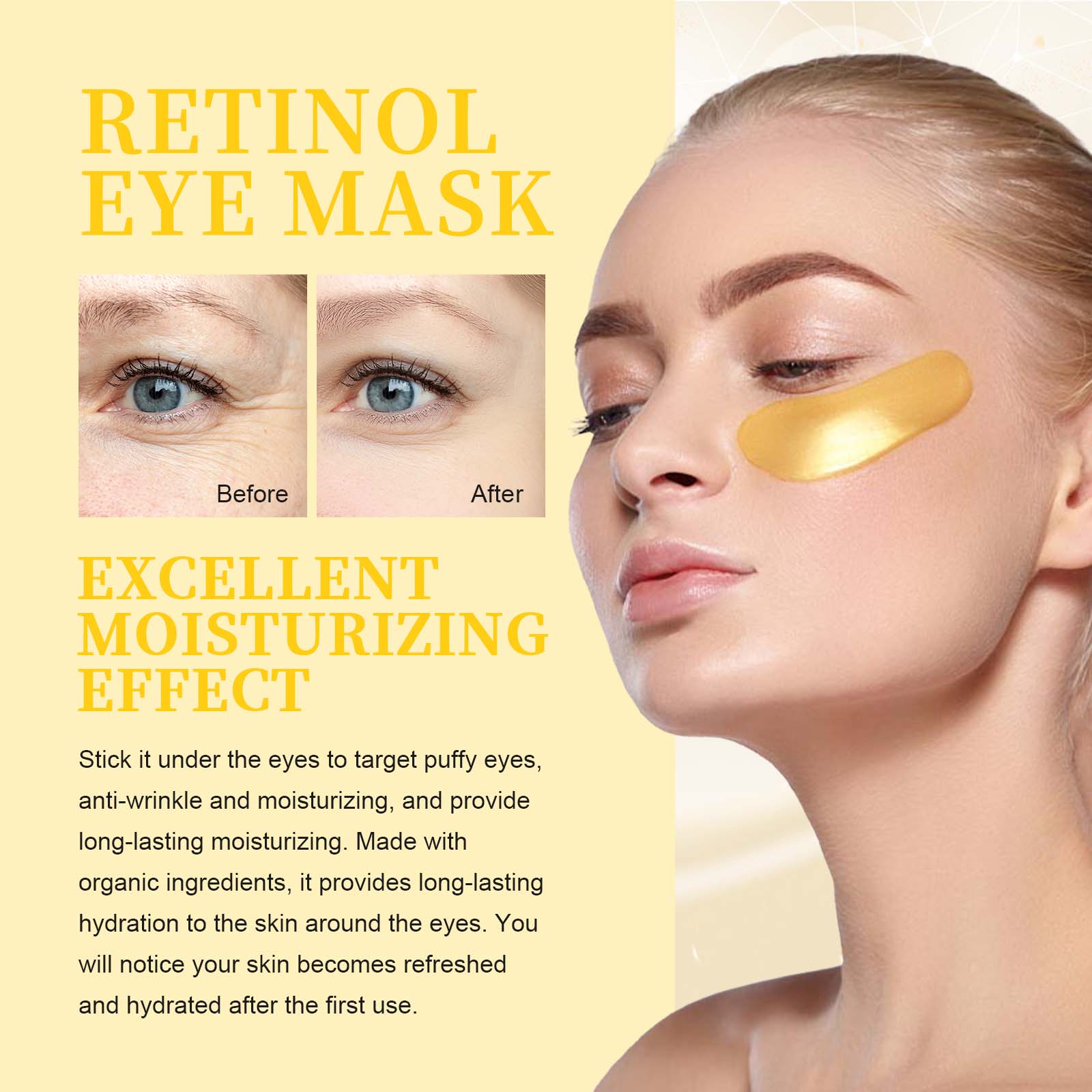 Retinol Eye Mask, Collagen Moisturizing Repair Aloe Vera Moisturizing And Firming Eye Mask