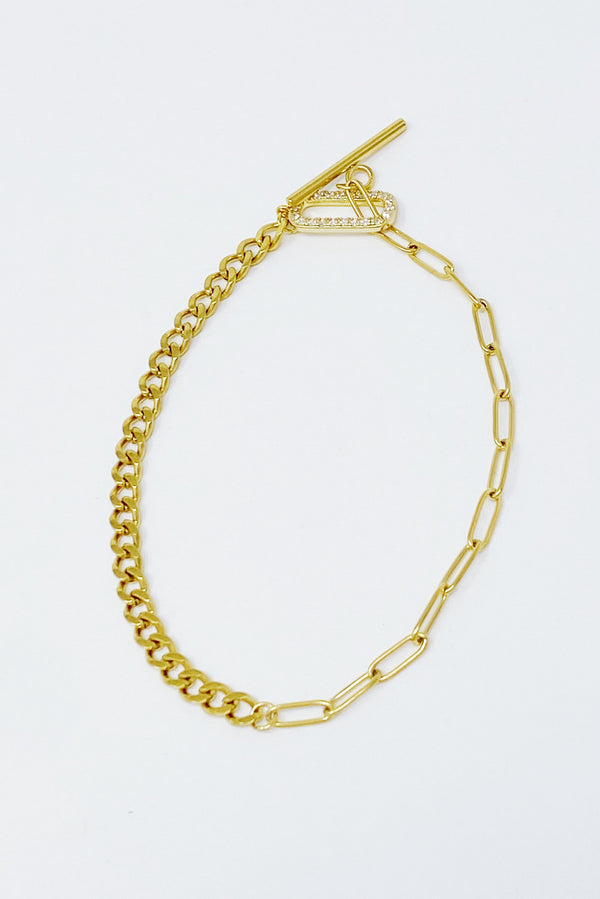 Mixed Chain Glam Toggle Anklet