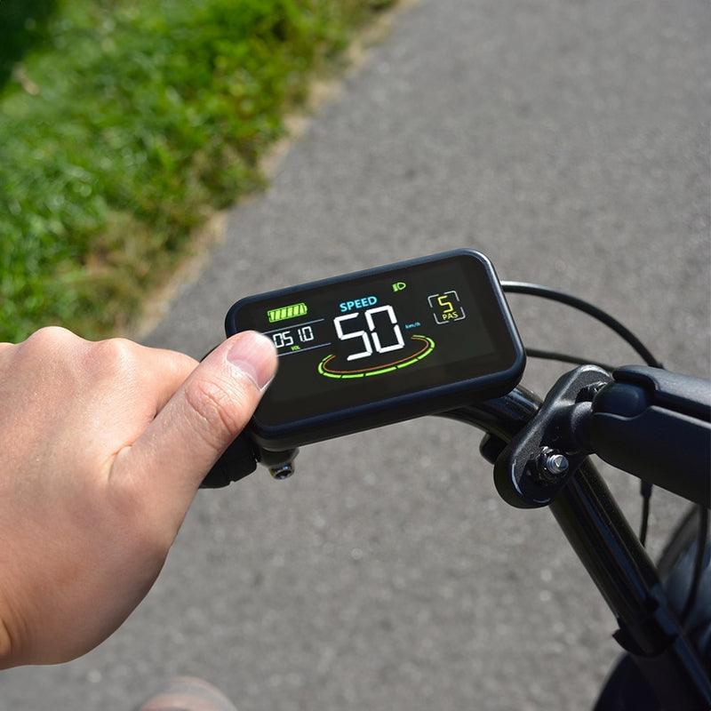 Waterproof color LCD meter H6C for e-bikes, SM/weatherproof connector, smart e-bike screen with USB.