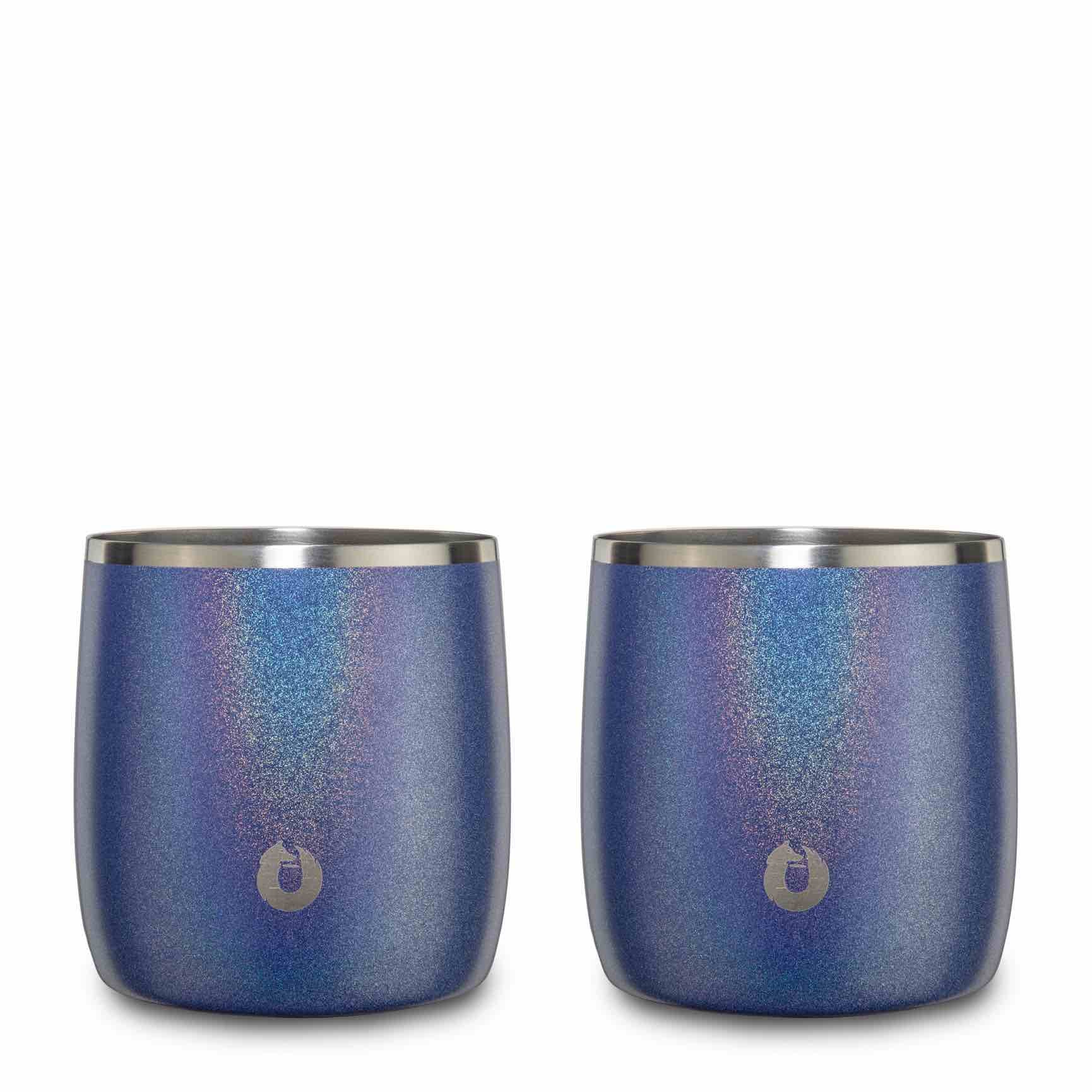 Stainless Steel Rocks Glass, Set of 2 - Shimmer Blue by Snowfox