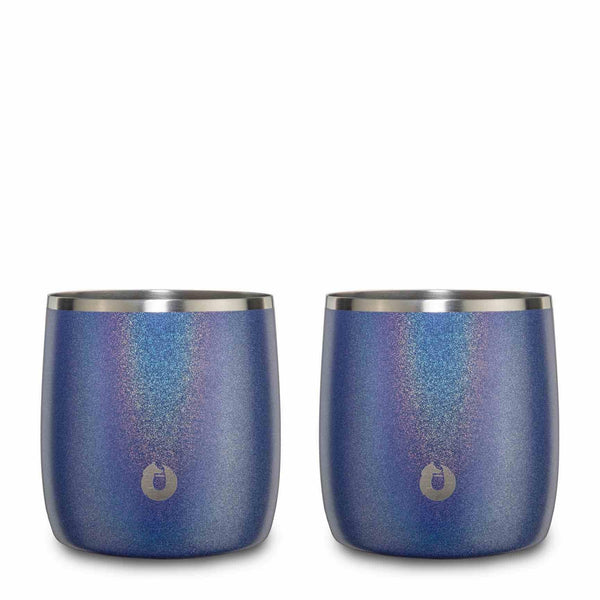 Stainless Steel Rocks Glass, Set of 2 - Shimmer Blue by Snowfox