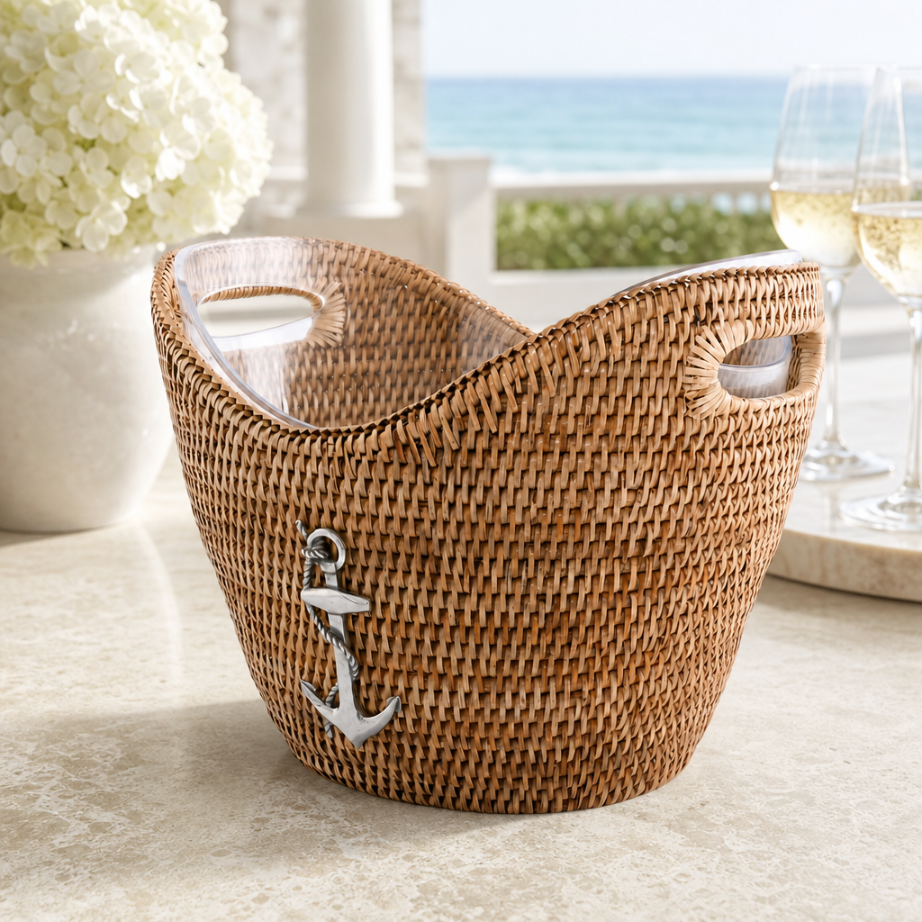 Anchor Hand Woven Wicker Rattan Champagne / Ice Tub